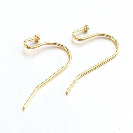 Forgyldte Ørekroge, (21x12mm) 10 Par - Uniq Perler - 551842