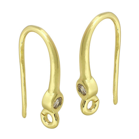 Forgyldte Ørekroge Med Klar Zirkonia Sten, (17x9x3,5mm) - Uniq Perler - 2237774