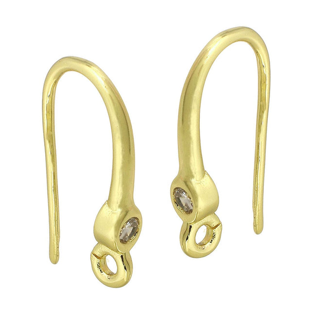 Forgyldte Ørekroge Med Klar Zirkonia Sten, (17x9x3,5mm) - Uniq Perler - 2237774