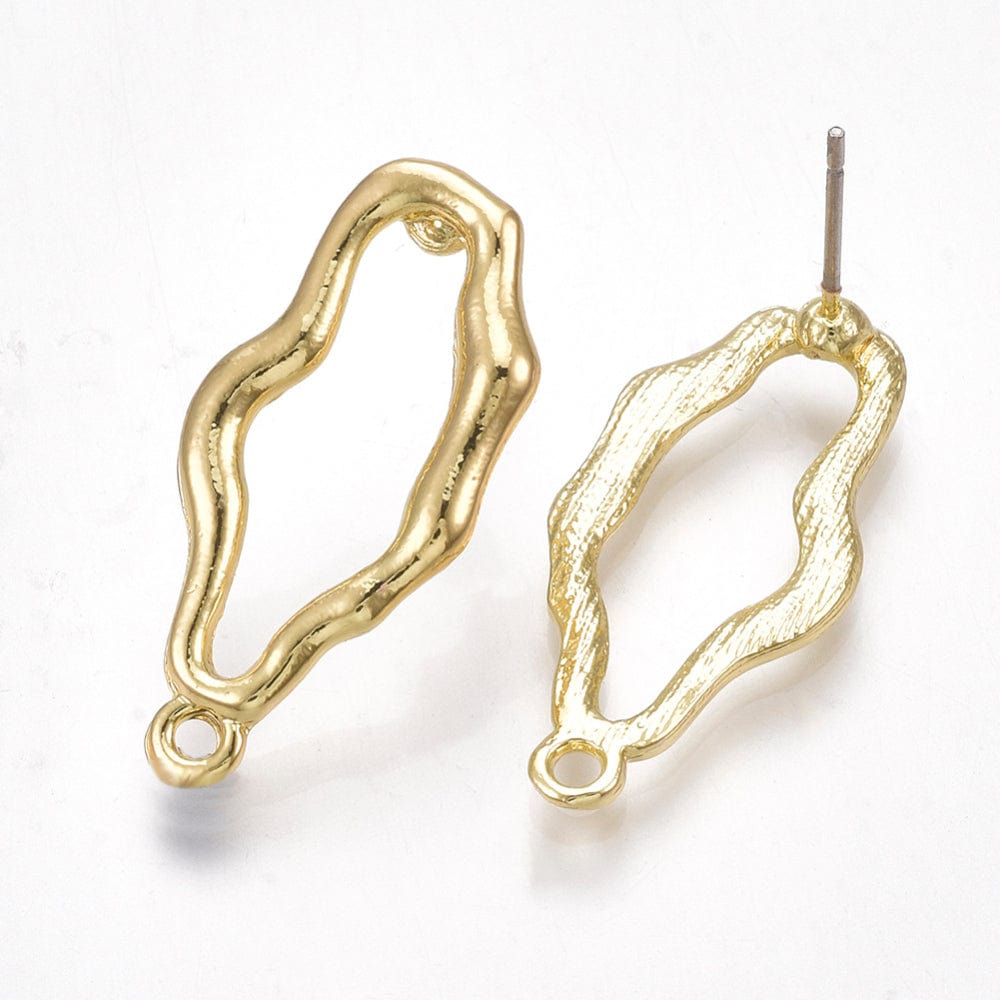 Forgyldte Ørestikkere, Organisk Look, (26x12mm) - Uniq Perler - 111409