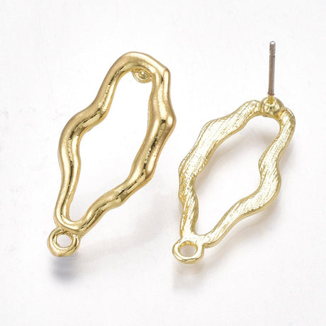 Forgyldte Ørestikkere, Organisk Look, (26x12mm) - Uniq Perler - 111409