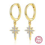 Forgyldte Sterling Sølv 925 Creoler Med Zirkonia Stjerne Vedhæng - Uniq Perler - 791370