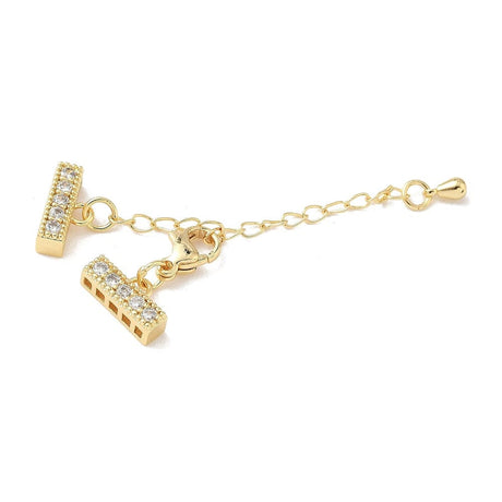 Forlængerkæde/lås m. Zirkonia – 18K Forgyldt Messing (25mm) - Uniq Perler - 115683