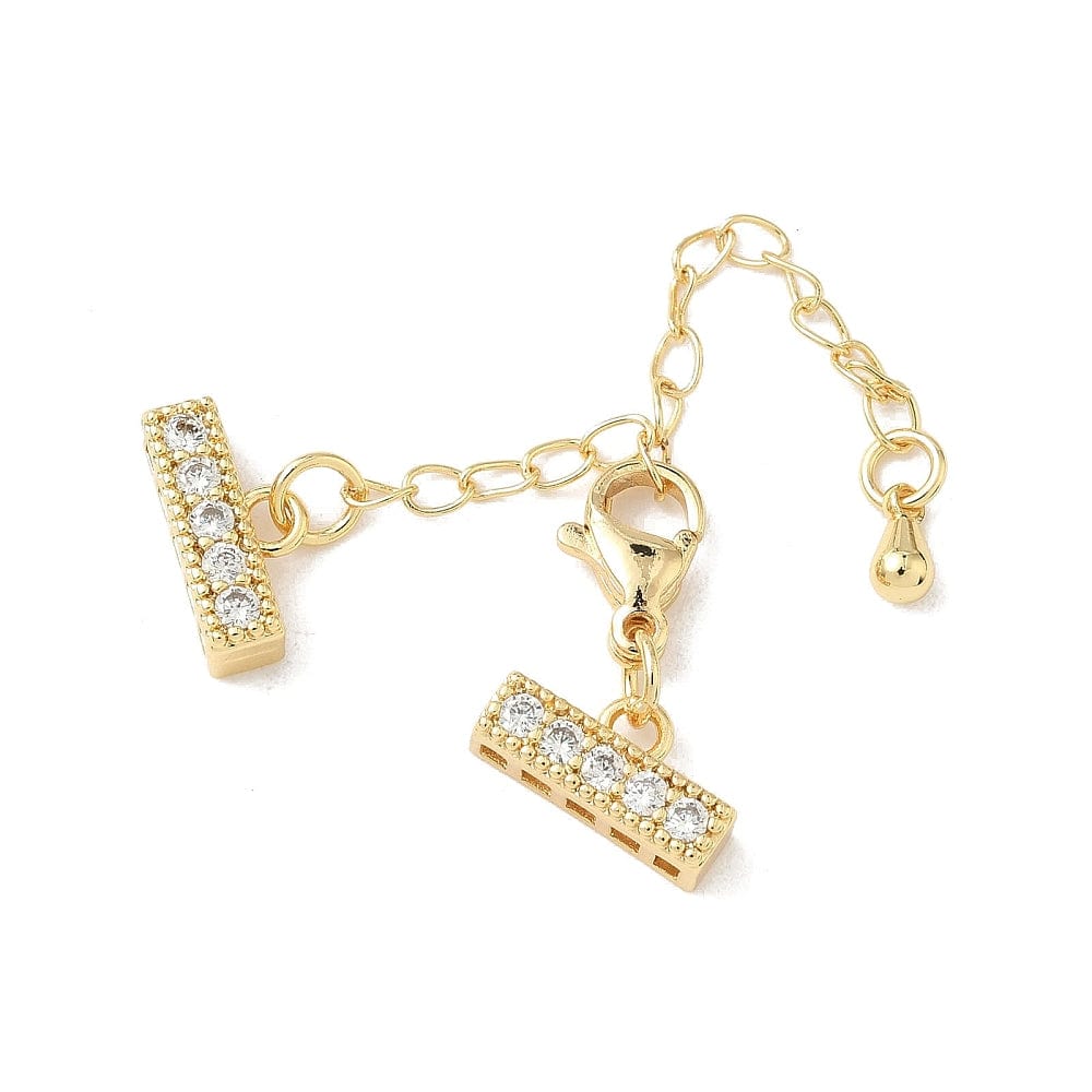 Forlængerkæde/lås m. Zirkonia – 18K Forgyldt Messing (25mm) - Uniq Perler - 115683