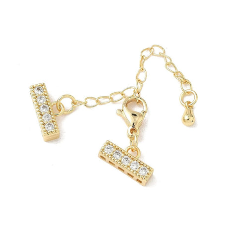 Forlængerkæde/lås m. Zirkonia – 18K Forgyldt Messing (25mm) - Uniq Perler - 115683