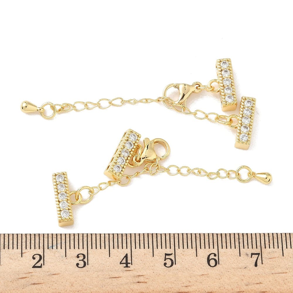 Forlængerkæde/lås m. Zirkonia – 18K Forgyldt Messing (25mm) - Uniq Perler - 115683