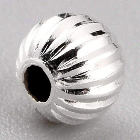 Forsølvet Perler Med Riller, 5mm, 25 Stk - Uniq Perler - 876577