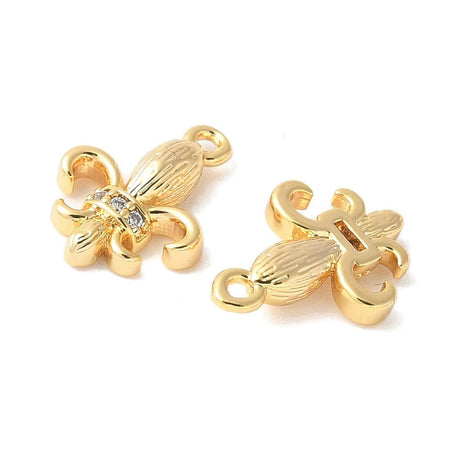 Fransk Lilje Vedhæng Med Zirkonia Sten, Langtidsholdbar Forgyldt, 12,5x9,5mm - Uniq Perler - 180029