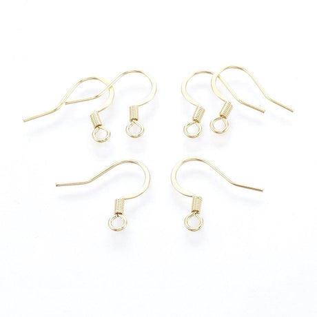 Fransk Ørekroge, 18K Forgyldt Stål, 15x16mm, (5 Par) - Uniq Perler - 6943