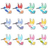 Fugle Mellemled – Farve Mix, Emalje, Platin Belagt (23x20x1,5mm) 30 stk / 6 farver - Uniq Perler - 117509