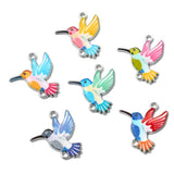 Fugle Mellemled – Farve Mix, Emalje, Platin Belagt (23x20x1,5mm) 30 stk / 6 farver - Uniq Perler - 117509