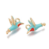 Fugle Vedhæng - Med Farvet Emalje (14x9,5mm) - Uniq Perler - 112747