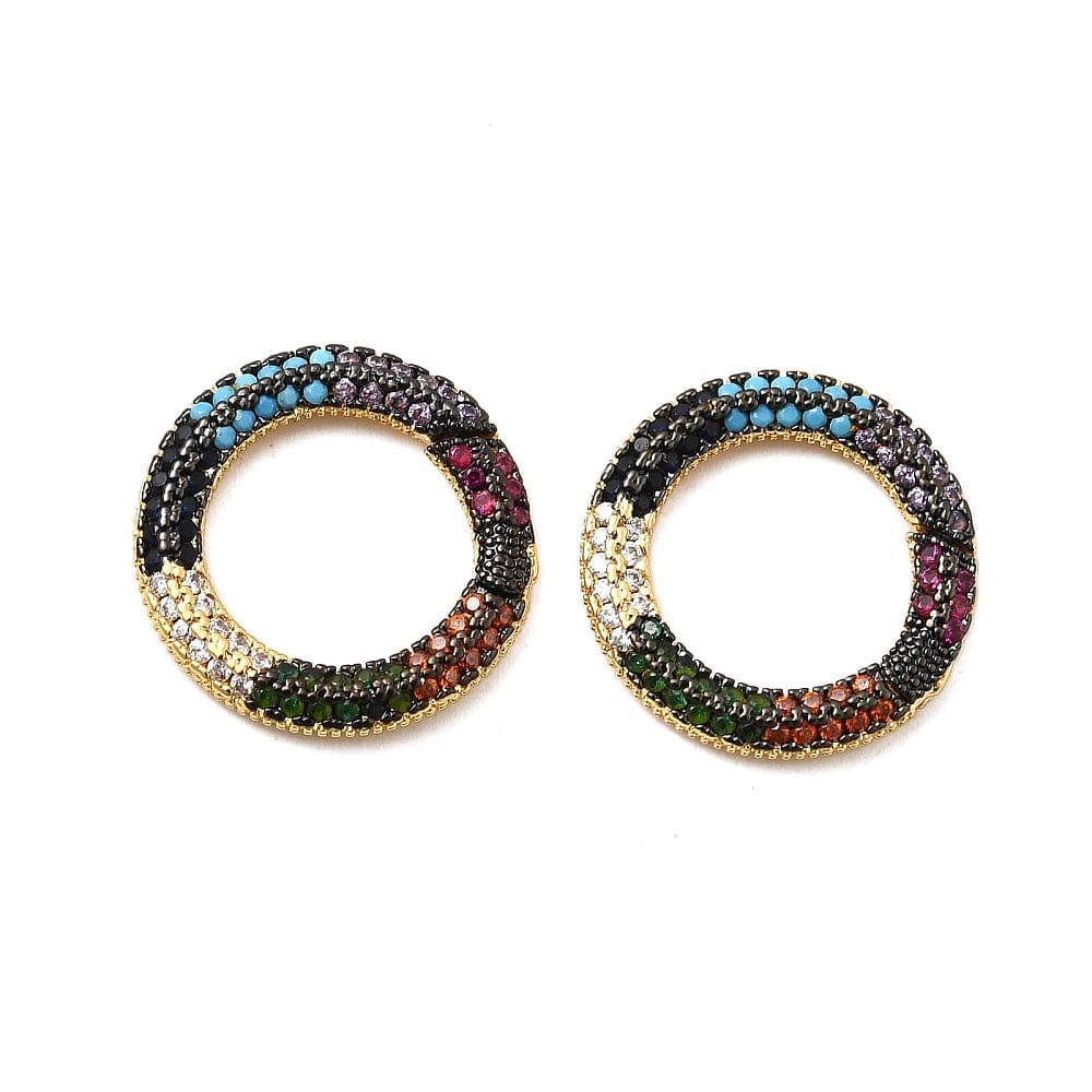 Gate Springlås Med Farvede Zirkonia Sten - Forgyldt (19,5x3mm) - Uniq Perler - 115921