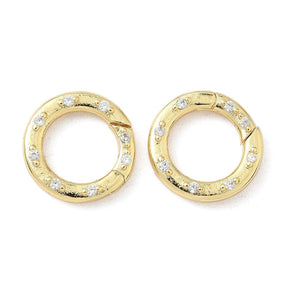 Gate Spring Ring Clasp With Zirconia - 18K Long-Lasting Gold Plated (13.5x3mm) - Uniq Perler - 115710