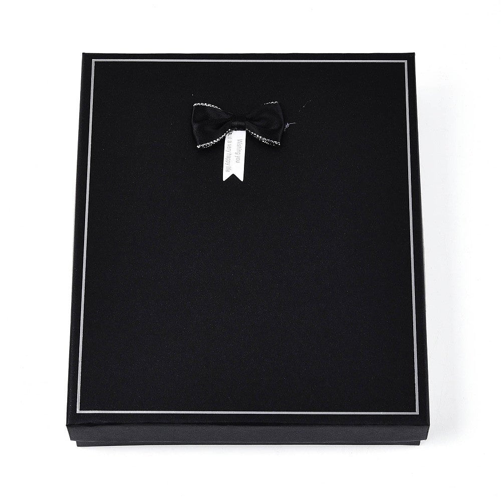 Geschenkschachtel aus Karton für Halsketten – schwarz mit Schleife (193x160 mm) - Uniq Perler - 