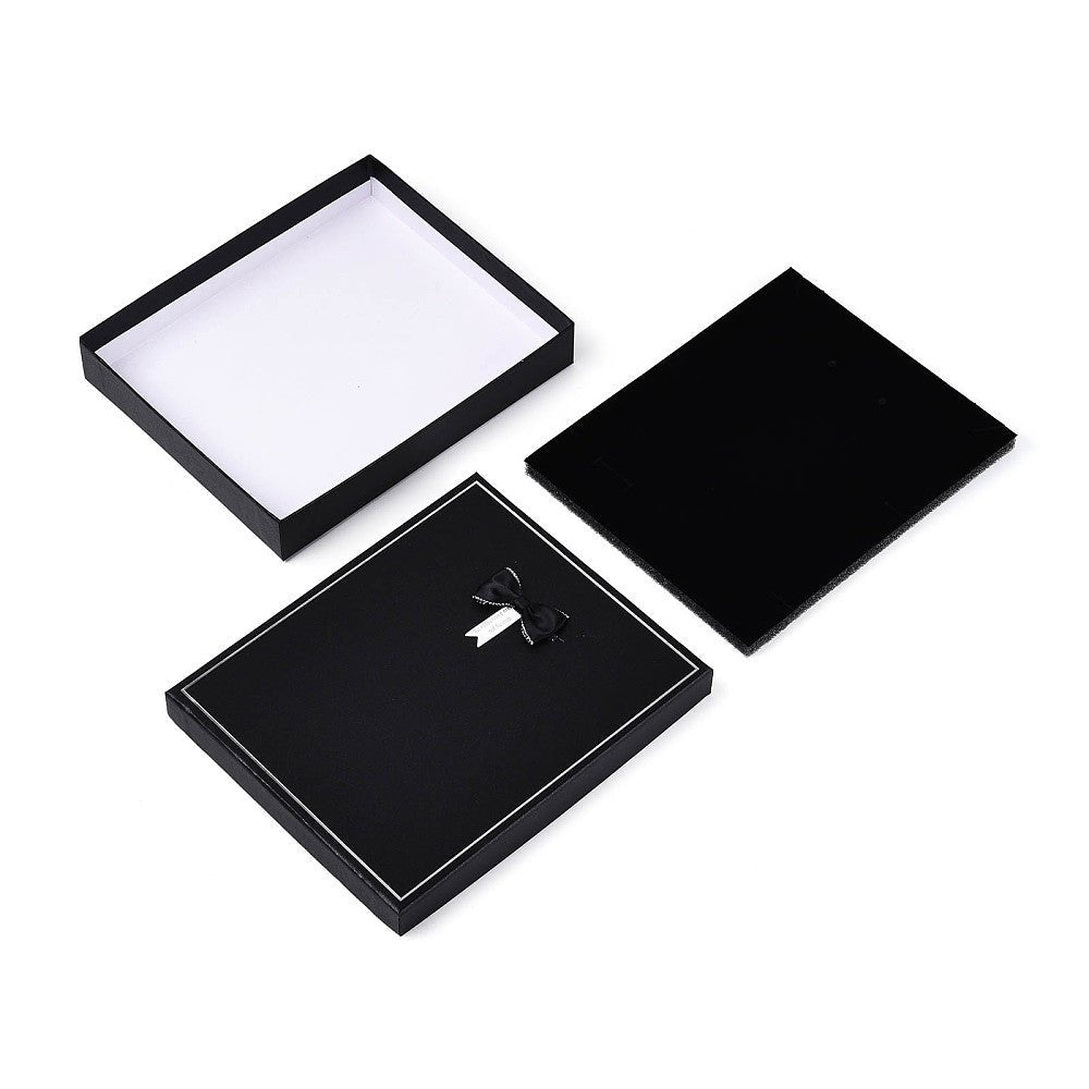 Geschenkschachtel aus Karton für Halsketten – schwarz mit Schleife (193x160 mm) - Uniq Perler - 