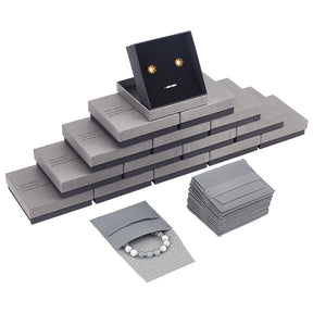 Gift Box and Jewelry Bag as Set - Gray (8x7.5cm) - Uniq Perler - 483643