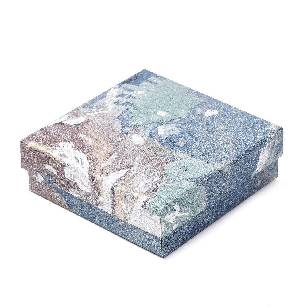 Gaveæsker Med Blomstermotiv – Blå, Firkantet (9x9x3cm) 6 stk. - Uniq Perler - 122331