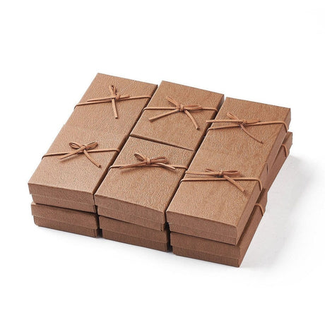 Gaveæsker Med Træ Look - Brun (7x9x2,8cm) 6 stk - Uniq Perler - 115833