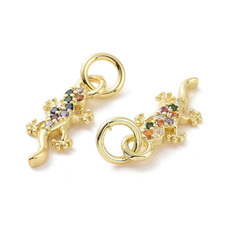 Gecko Vedhæng Med Zirkonia Sten, 18K Forgyldt, 15x5x2mm - Uniq Perler - 0000014534