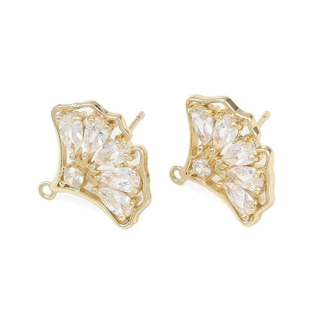 Ginkgo Blad formet ørestikkere, 18K Guldbelagt (17.5x15.5mm) pr. par - Uniq Perler - 