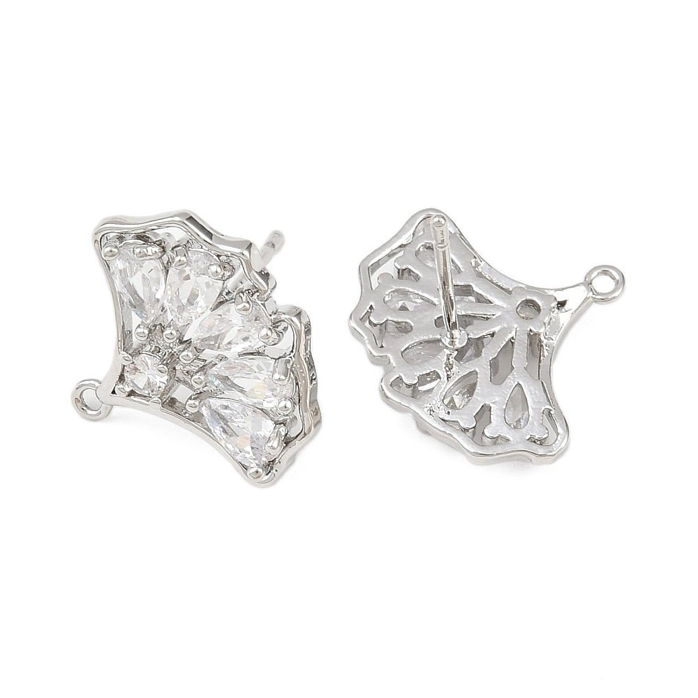 Ginkgo Blad formet ørestikkere, Platin belagt (17.5x15.5mm) pr. par - Uniq Perler - 