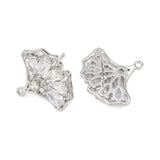 Ginkgo Blad formet ørestikkere, Platin belagt (17.5x15.5mm) pr. par - Uniq Perler - 