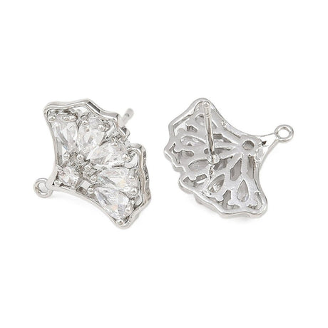 Ginkgo Blad formet ørestikkere, Platin belagt (17.5x15.5mm) pr. par - Uniq Perler - 