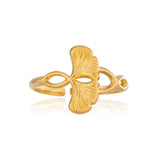 Ginkgo Blad Ring – 18K Forgyldt Stål (13,5mm) - Uniq Perler - 123990