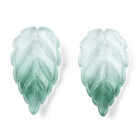 Glas Blade Vedhæng, To - Farvet, 30x16mm, 10 Stk. - Uniq Perler - 7274531