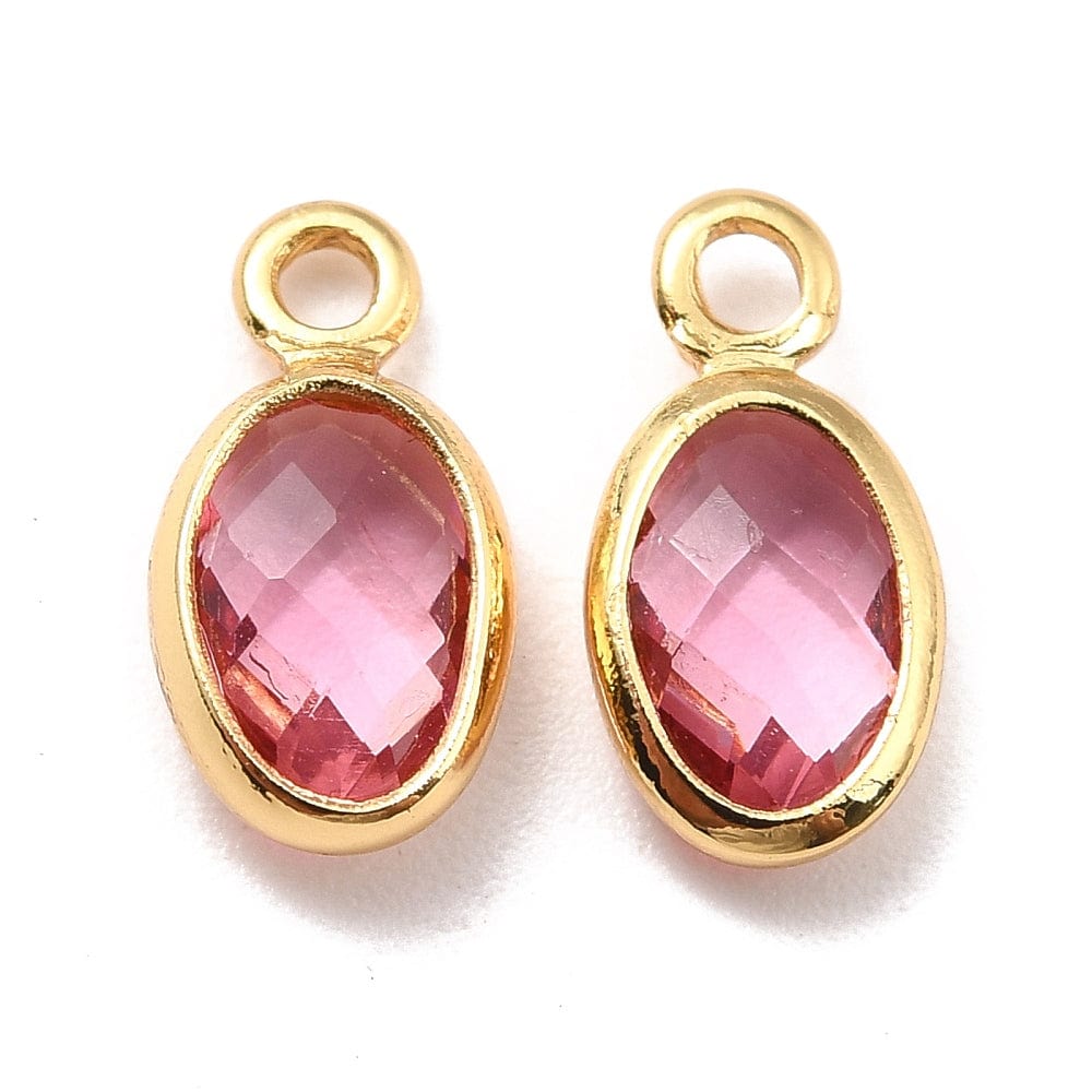 Glas Charm Vedhæng, Rosa, 18K Langtidsholdbar Forgyldt, 9x5x1mm, 4 Stk - Uniq Perler - 346840