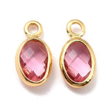 Glas Charm Vedhæng, Rosa, 18K Langtidsholdbar Forgyldt, 9x5x1mm, 4 Stk - Uniq Perler - 346840