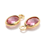 Glas Charm Vedhæng, Rosa, 18K Langtidsholdbar Forgyldt, 9x5x1mm, 4 Stk - Uniq Perler - 346840