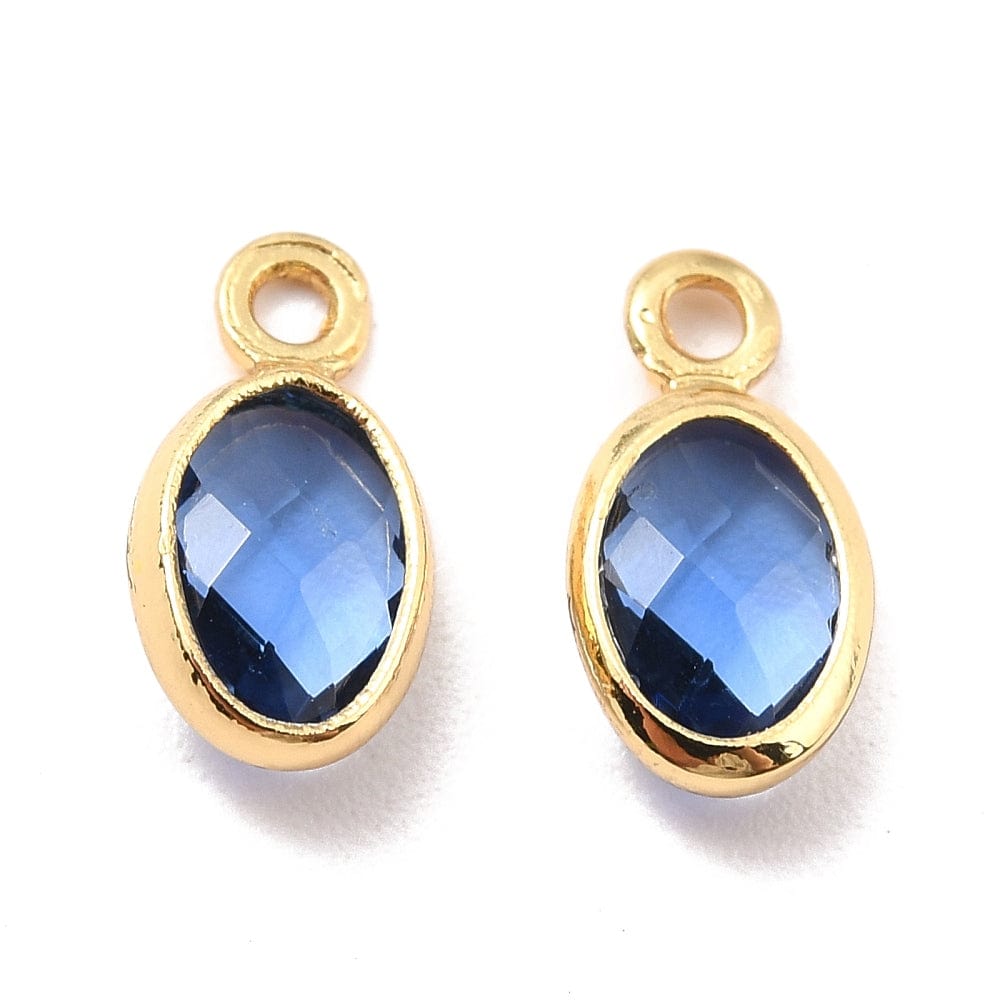 Glas Charms, Blå, 18K Langtidsholdbar Forgyldt, 9x5x1mm, 4 Stk - Uniq Perler - 113962
