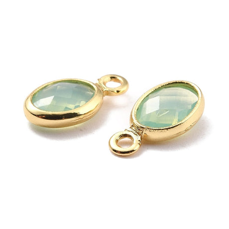 Glas Charms - Grøn, 18K Langtidsholdbar Forgyldning (9x5x1mm), 4 Stk - Uniq Perler - 0000014707
