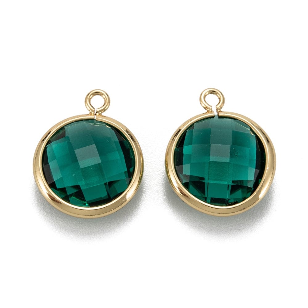 Glas Charms, Grøn, 18K Langtidsholdbar Forgyldt, 14x11mm, 2 stk. - Uniq Perler - 808837