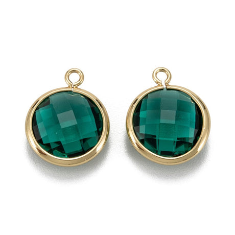Glas Charms, Grøn, 18K Langtidsholdbar Forgyldt, 14x11mm, 2 stk. - Uniq Perler - 808837