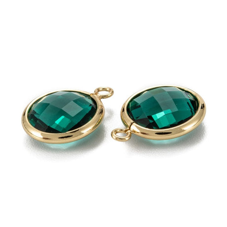 Glas Charms, Grøn, 18K Langtidsholdbar Forgyldt, 14x11mm, 2 stk. - Uniq Perler - 808837