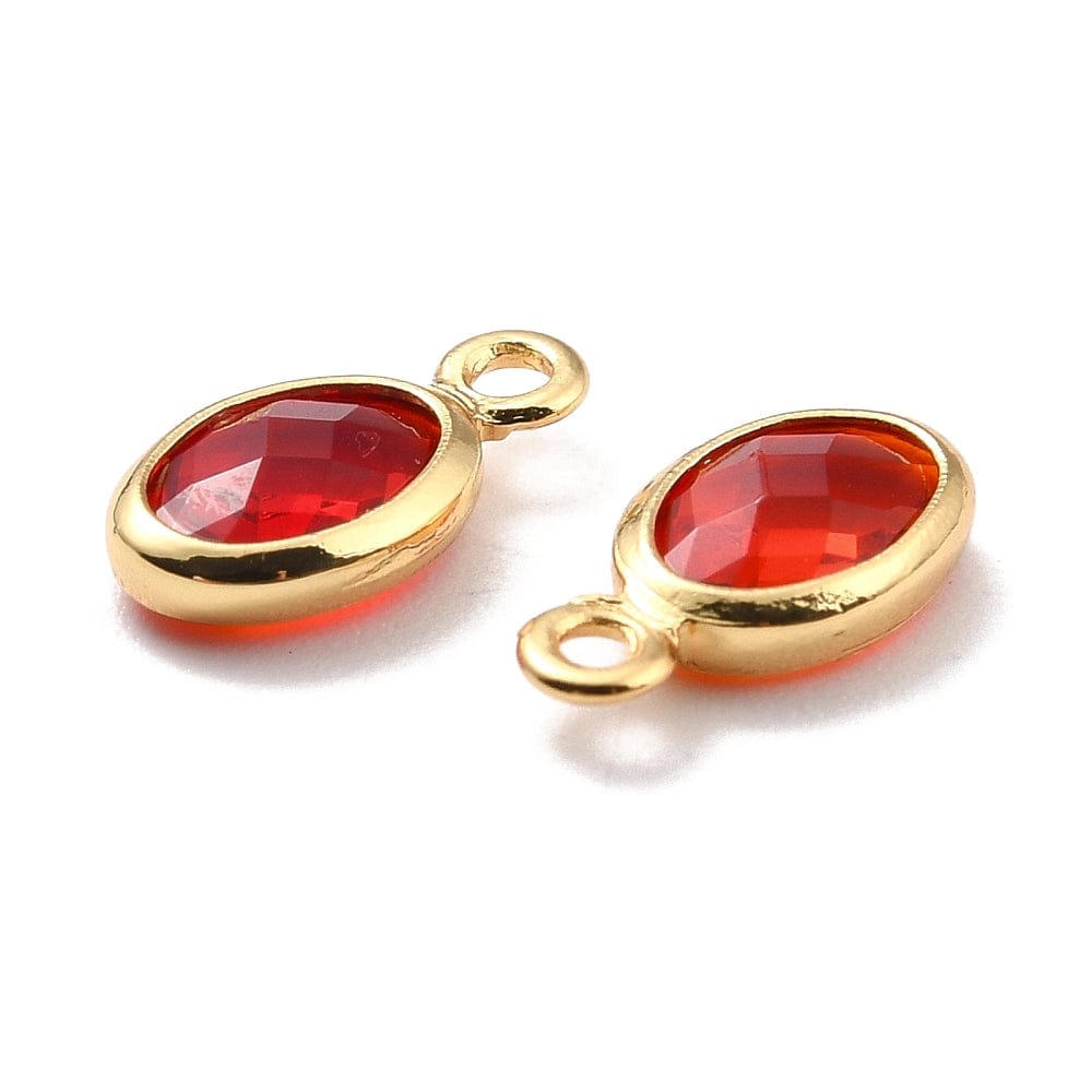 Glas Charms Vedhæng, Rød, 18K Langtidsholdbar Forgyldt, 9x5x1mm, 4 Stk - Uniq Perler - 427843