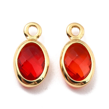 Glas Charms Vedhæng, Rød, 18K Langtidsholdbar Forgyldt, 9x5x1mm, 4 Stk - Uniq Perler - 427843