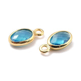 Glas Charms/Vedhæng, Blå, 18K Langtidsholdbar Forgyldt, 9x5x1mm, 4 Stk - Uniq Perler - 467457