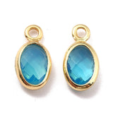 Glas Charms/Vedhæng, Blå, 18K Langtidsholdbar Forgyldt, 9x5x1mm, 4 Stk - Uniq Perler - 467457