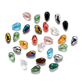 Glas Tropfen, facettiert, 15x10mm, 50 Stk. - Uniq Perler - 112282