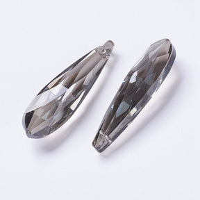 Glass Drops – Faceted, Black (49x14x13mm) 2 pcs - Uniq Perler - 