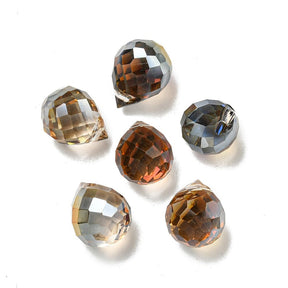 Glas Droppar - Grå/Klar, Facetterad (9,5x8mm), 10 St - Uniq Perler - 113161