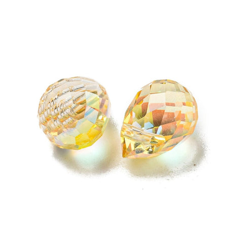 Glas Dråber, Gul, Facetteret, 9,5x8mm, 4 stk. - Uniq Perler - 112726