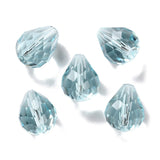 Glas Dråber - Lys Blå, Facetteret (8x10mm) 10 stk. - Uniq Perler - 114133