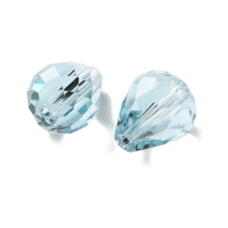 Glas Dråber - Lys Blå, Facetteret (8x10mm) 10 stk. - Uniq Perler - 114133