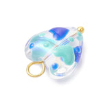 Glas Hjerte Vedhæng – Mix Farver, Forgyldt Øje (17x13,5mm) 6 stk - Uniq Perler - 115517