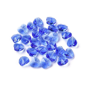 Glasherzen, Blau, Facettiert, 10 Stück - Uniq Perler - 1111489968